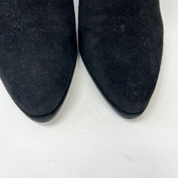 Stuart Weitzman Black Suede Heeled Ankle Boots Size 7 Silver Accents - Picture 4 of 13